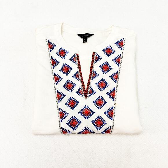 J. Crew Embroidered Linen Short Sleeve Top Size Small - Picture 4 of 4